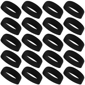 20 Pcs Sport Headbands for Girls Women Yoga Headbands Bulk Elastic Headband Non Slip Stretchy Soft Fabric Hair Bands for DIY Team Running Basketball Soccer Pilates(Black)
