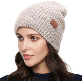 Beanie for Women Winter Hat: Double Layer with Thick Lining Soft Comfy Windproof Head Warm Winter Beanies Skull Cap Gift