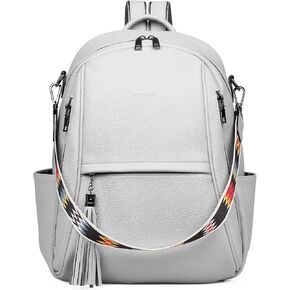 حقيبة ظهر جلدية للكمبيوتر المحمول من FADEON للنساء، حقائب ظهر للكمبيوتر المحمول، حقائب كتف للسيدات بجيوب متعددة باللون البني in Kuwait