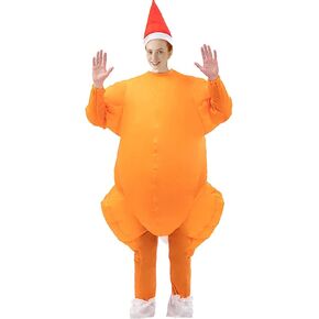 SYIIMG Turkey Inflatable Costume for Adult Turkey Blow Up Suit Cosplay Turkey Costume Women Thanksgiving Christmas Gift