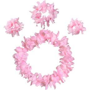 CBLUO Hawaiian Leis Flower Headband Wristbands Tropical Hawaii Luau Necklace Bracelets Hair Hoops Wreath Women Headpiece Hair Bands Cosplay Costume Summer Beach Vacation Pool Party Decoration Green in Kuwait