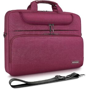 DOMISO 17 Inch Multi-Functional Laptop Sleeve Business Briefcase Waterproof Messenger Shoulder Bag Compatible with 17"-17.3" Notebooks/Dell/Acer/HP/MSI/ASUS, Black