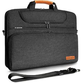 DOMISO 17 Inch Multi-Functional Laptop Sleeve Business Briefcase Waterproof Messenger Shoulder Bag Compatible with 17"-17.3" Notebooks/Dell/Acer/HP/MSI/ASUS, Black