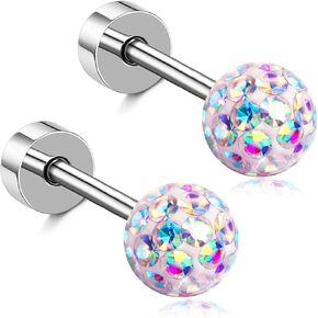 Hypoallergenic Earrings for Girls Toddlers Kids Flat Backs Little Girl Screw Back Ball Earring with Safety Screw on Backs Stainless Steel Baby Children Stud Earring Set ZHIYAOR in Saudi Arabia