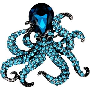 YACQ Jewelry Crystal Creepy Octopus Pin Brooch for Halloween Costume Accessories Party Women Teen Girl