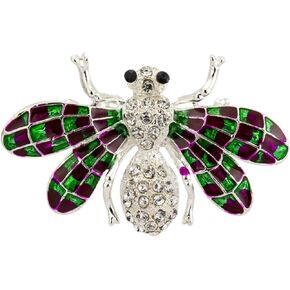 Knighthood Silver Bee With Swarovski And Green Purple Abstract Wings Brooch in Kuwait