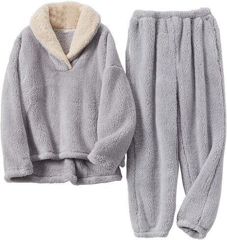 Songling Women's Winter Fluffy Pajamas Set Fleece Pullover Pants Loose Plush Sleepwear Lounge Sets in Kuwait