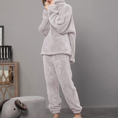 Songling Women's Winter Fluffy Pajamas Set Fleece Pullover Pants Loose Plush Sleepwear Lounge Sets in Kuwait