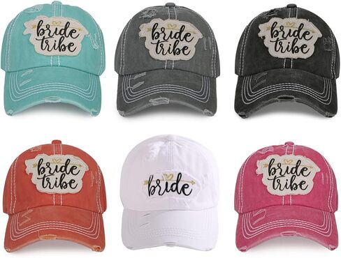 العروس قبيلة العازبة حزب المرأة قبعات البيسبول طاقم خمر مطرزة حفل زفاف قبعة in Kuwait