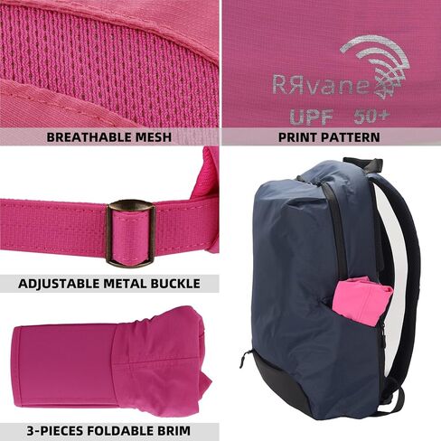 قبعة RRvane قابلة للطي UPF50+ للحماية من الشمس، قبعة بيسبول سريعة الجفاف قابلة للحمل وقابلة للتعديل في الهواء الطلق للرجال والنساء in Kuwait