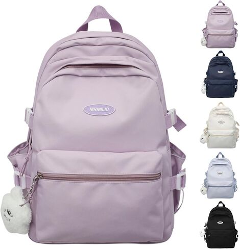 حقيبة ظهر VTTDB Kawaii مع ملحقات لطيفة كاجوال جمالية Daypack حقيبة كمبيوتر محمول بسيطة مقاومة للماء حقيبة سفر للنساء (أزرق) in Kuwait