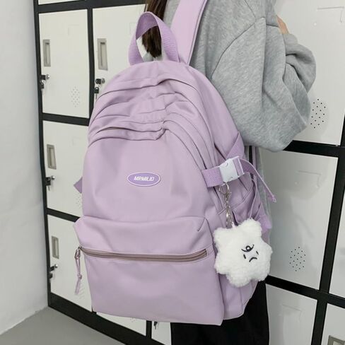حقيبة ظهر VTTDB Kawaii مع ملحقات لطيفة كاجوال جمالية Daypack حقيبة كمبيوتر محمول بسيطة مقاومة للماء حقيبة سفر للنساء (أزرق) in Kuwait