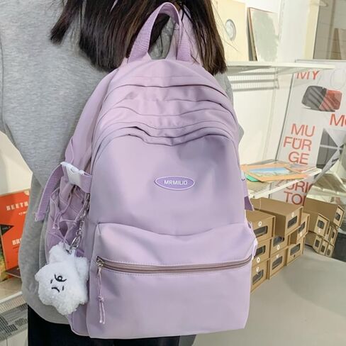 حقيبة ظهر VTTDB Kawaii مع ملحقات لطيفة كاجوال جمالية Daypack حقيبة كمبيوتر محمول بسيطة مقاومة للماء حقيبة سفر للنساء (أزرق) in Kuwait