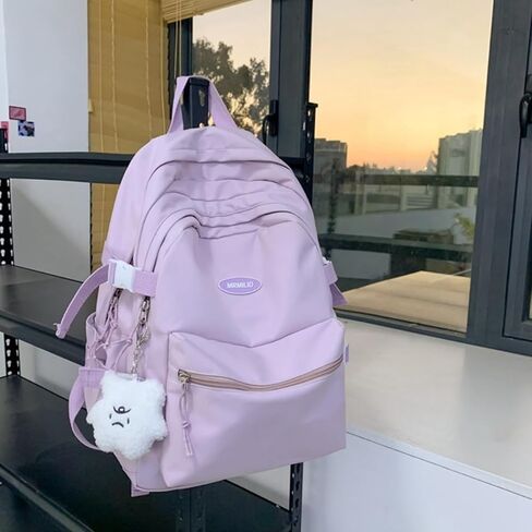 حقيبة ظهر VTTDB Kawaii مع ملحقات لطيفة كاجوال جمالية Daypack حقيبة كمبيوتر محمول بسيطة مقاومة للماء حقيبة سفر للنساء (أزرق) in Kuwait