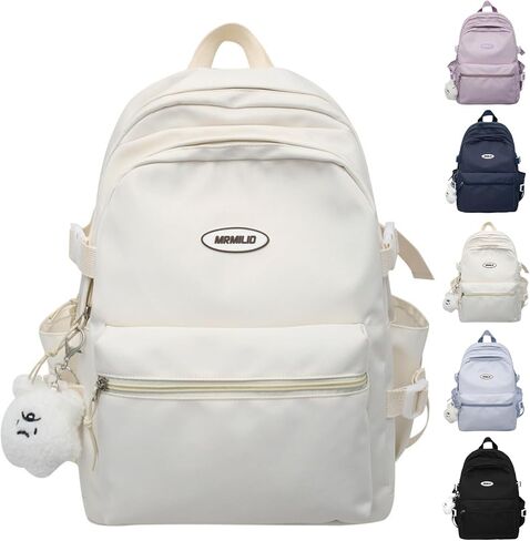 حقيبة ظهر VTTDB Kawaii مع ملحقات لطيفة كاجوال جمالية Daypack حقيبة كمبيوتر محمول بسيطة مقاومة للماء حقيبة سفر للنساء (أزرق) in Kuwait