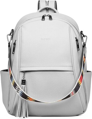 حقيبة ظهر جلدية للكمبيوتر المحمول من FADEON للنساء، حقائب ظهر للكمبيوتر المحمول، حقائب كتف للسيدات بجيوب متعددة باللون البني in Kuwait