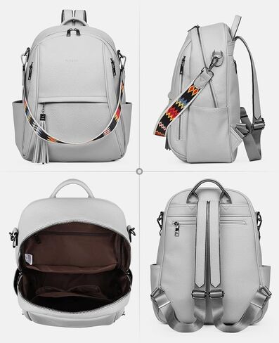 حقيبة ظهر جلدية للكمبيوتر المحمول من FADEON للنساء، حقائب ظهر للكمبيوتر المحمول، حقائب كتف للسيدات بجيوب متعددة باللون البني in Kuwait