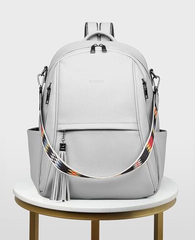 حقيبة ظهر جلدية للكمبيوتر المحمول من FADEON للنساء، حقائب ظهر للكمبيوتر المحمول، حقائب كتف للسيدات بجيوب متعددة باللون البني in Kuwait