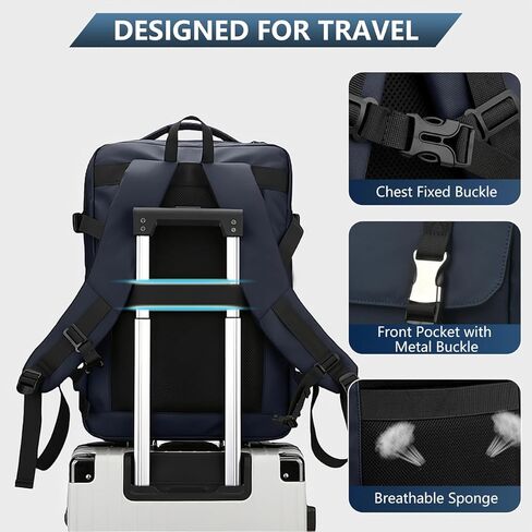 MIYCOO Travel Laptop Backpack, Extra Large Expandable Travel Backpack Airplane Approved Weekender Bag for Men Women, Water Resistant Lightweight Computer Backpack Blue in Kuwait