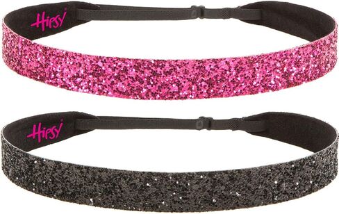 Hipsy Adjustable Non Slip Fashion Wide Bling Glitter Headbands for Women Girls & Teens 2-Pack (Black) in Saudi Arabia