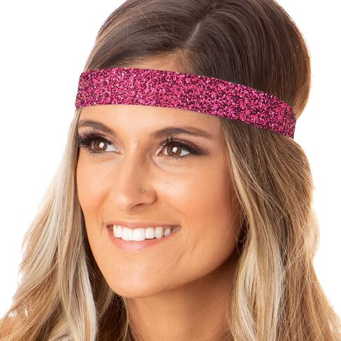 Hipsy Adjustable Non Slip Fashion Wide Bling Glitter Headbands for Women Girls & Teens 2-Pack (Black) in Saudi Arabia