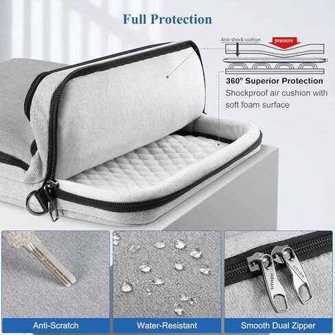 سيثون شنطة كتف للابتوب مقاس 13 انش لجهاز ماك بوك اير/ برو ام 1 13.3 انش وسيرفس برو اكس/7/6/5/4، ايباد برو 12.9 انش، شنطة يد مقاومة للماء والصدمات والالكترونيات، رمادي in Kuwait