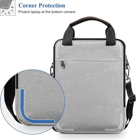 سيثون شنطة كتف للابتوب مقاس 13 انش لجهاز ماك بوك اير/ برو ام 1 13.3 انش وسيرفس برو اكس/7/6/5/4، ايباد برو 12.9 انش، شنطة يد مقاومة للماء والصدمات والالكترونيات، رمادي in Kuwait