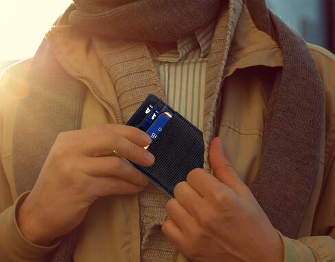 Walaufsti Slim Minimalist Wallet for Women Men, RFID Elastic Wallet for Front Pocket, Small Wallet with 1 Elastic Card Slot (Black) in Saudi Arabia