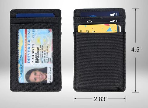 Walaufsti Slim Minimalist Wallet for Women Men, RFID Elastic Wallet for Front Pocket, Small Wallet with 1 Elastic Card Slot (Black) in Saudi Arabia