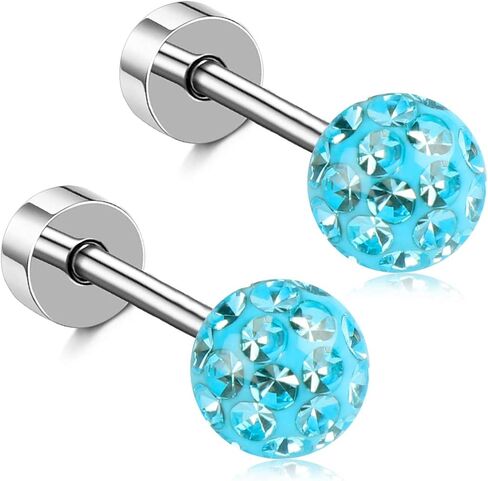 Hypoallergenic Earrings for Girls Toddlers Kids Flat Backs Little Girl Screw Back Ball Earring with Safety Screw on Backs Stainless Steel Baby Children Stud Earring Set ZHIYAOR in Kuwait