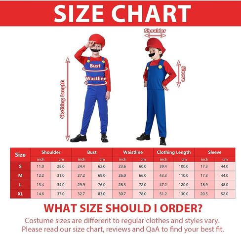 PartyBloom Super Brothers Costume for Kids Halloween Plumber Costume Kids Cosplay Jumpsuit with Hat Mustache Gloves in Saudi Arabia