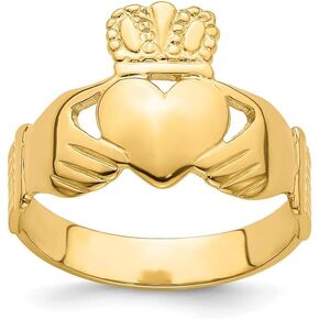 Solid 14k Yellow Gold Irish Claddagh Celtic Ring Band (Size 9) in Saudi Arabia