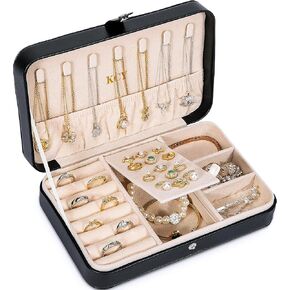 KCY Jewelry Box for Women Girls,Small Travel Jewelry Organizer Case,PU Leather Portable Jewellery Storage Boxes Display Holder for Ring Earrings Necklace Bracelet Bangle, Men Teen Kids Gift, Grey