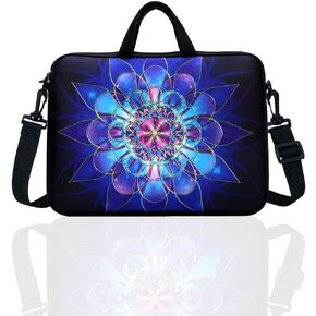 10-Inch Laptop Shoulder Bag Sleeve Case with padded handle for 9.6" 9.7" 10" 10.1" 10.5" Ipad/Netbook/Tablet/Reader (Colourful Flower)