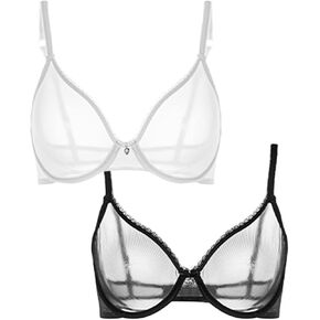 varsmiss Women Lace Sheer Bra See Through Sexy Underwire Underwear for Women