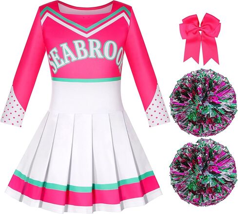 زي Nuehoryu Cheerleader التنكري للفتيات زي التشجيع مع كرات بوم كهدية لحفلات عيد الهالوين in Kuwait