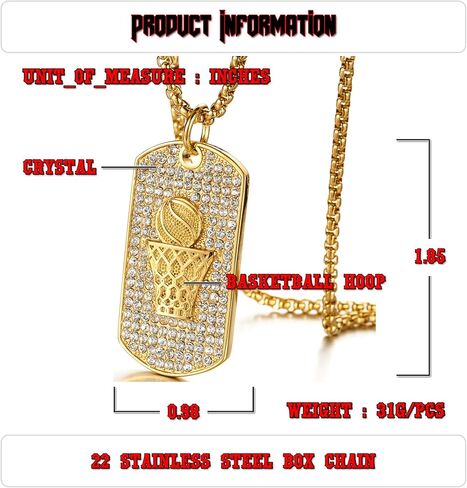 قلادة Mgutillart Hip Hop مطلية بالذهب عيار 18 قيراط مصنوعة من التيتانيوم والكريستال وعلامة كلب كرة السلة in Kuwait
