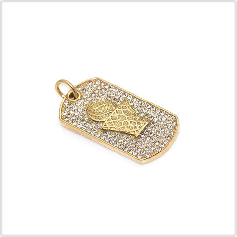 قلادة Mgutillart Hip Hop مطلية بالذهب عيار 18 قيراط مصنوعة من التيتانيوم والكريستال وعلامة كلب كرة السلة in Kuwait