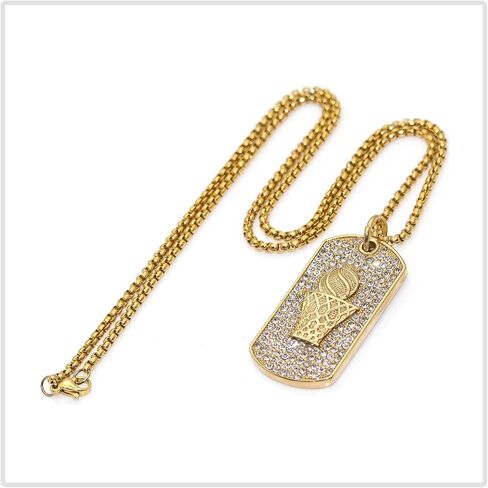 قلادة Mgutillart Hip Hop مطلية بالذهب عيار 18 قيراط مصنوعة من التيتانيوم والكريستال وعلامة كلب كرة السلة in Kuwait