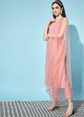 طقم شورت ووشاح وبنطلون ووشاح حريري من Chikankari للسيدات من Shopping Queen in Kuwait