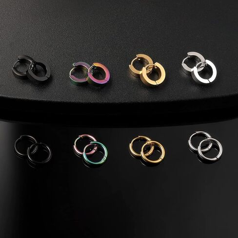 8 Pairs 316L Surgical Stainless Steel Huggie Earrings Hoop Earrings for Women Small Chunky Hoop Earrings Set for Women Men in Saudi Arabia