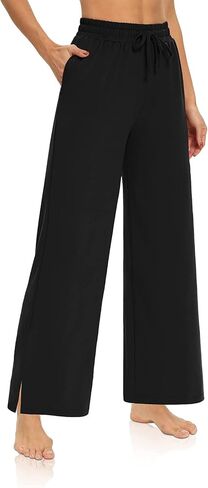 DIBAOLONG المرأة واسعة الساق السراويل فضفاضة اليوغا Sweatpants الرباط مريح صالة بالازو بيجامة السراويل مع جيوب in Kuwait