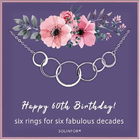 SOLINFOR 60th Birthday Gifts for Women - Sterling Silver Necklace with Gift Wrapping, Card - Six Circle for Her 6 Decade - 60 Years Old Jewelry Gift Idea in Kuwait