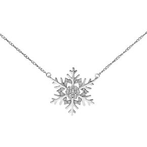 Keepsake Diamond Snowflake Necklace Winter Snow Holiday in 10K White Gold, 10K Yellow Gold and 925 Sterling Silver, 1/10ct (I-J Color, I3 Clarity), 17 inch in Kuwait
