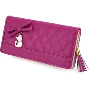 UTO Wallet for Girls Leather Vegan Small Wallet Cat Pendant Card Phone Holder Zipper Coin Women Purse 543 in Kuwait