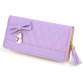 UTO Wallet for Girls Leather Vegan Small Wallet Cat Pendant Card Phone Holder Zipper Coin Women Purse 543 in Saudi Arabia
