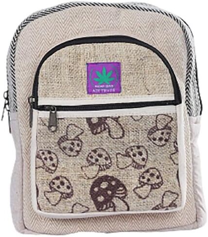 Natural Handmade Hemp MINI backpack by Adi Fashion - Eco-friendly Colorful and stylish Unisex backpack (Natural Black) in Kuwait