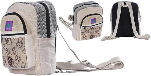 Natural Handmade Hemp MINI backpack by Adi Fashion - Eco-friendly Colorful and stylish Unisex backpack (Natural Black) in Kuwait