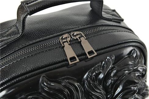 3D Lion Leather Laptop Backpack Unique Designer Fashion Travel Rivet Punk Backpack (Gold) in Kuwait
