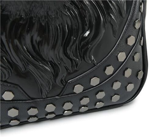 3D Lion Leather Laptop Backpack Unique Designer Fashion Travel Rivet Punk Backpack (Gold) in Kuwait